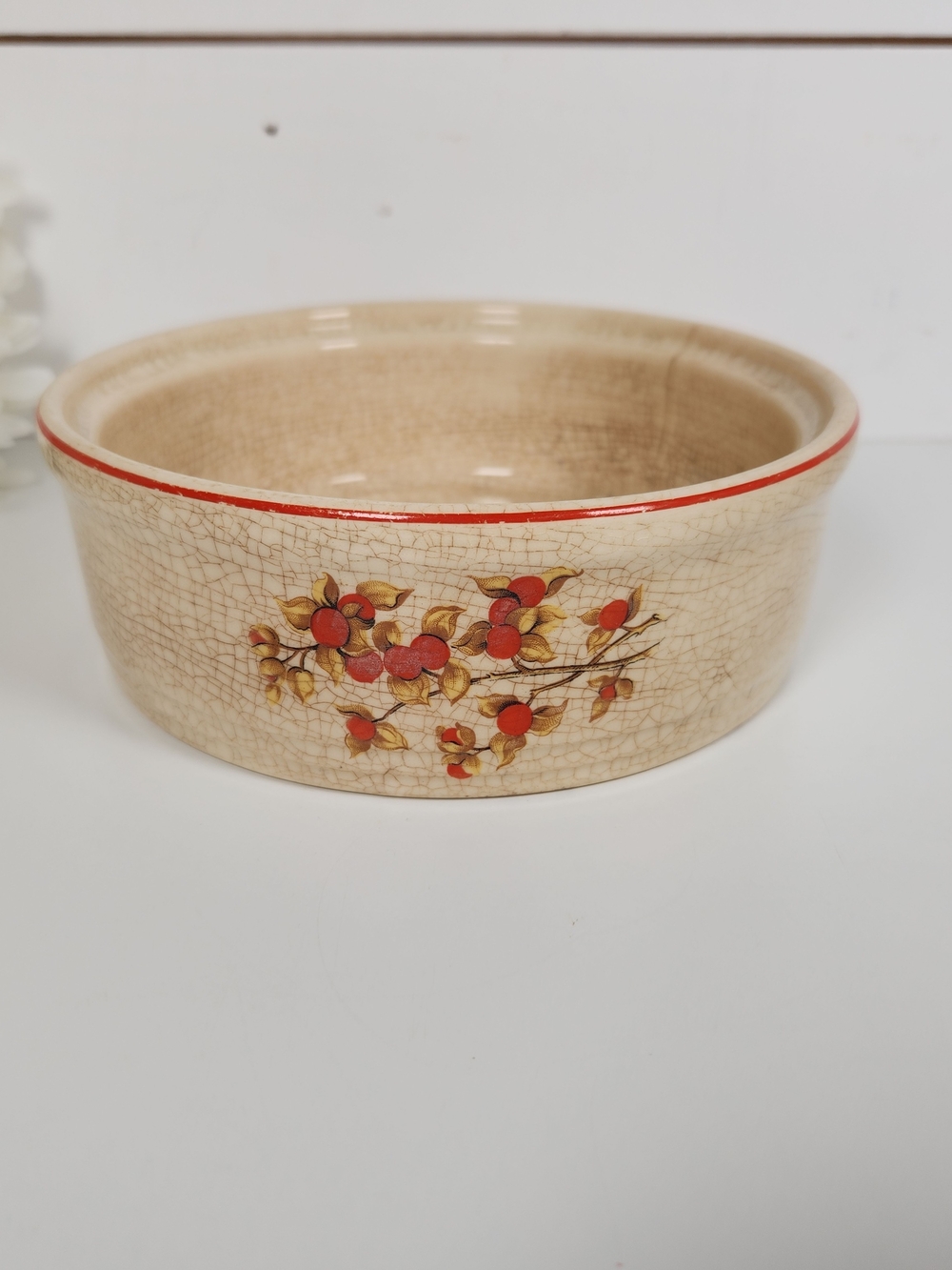 Vintage Heavily Crazed and Stained Bowl Bittersweet Design 6.5" | Shabby Chic